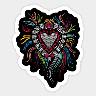 Corazón Estilo Huichol Mex Art Sticker
